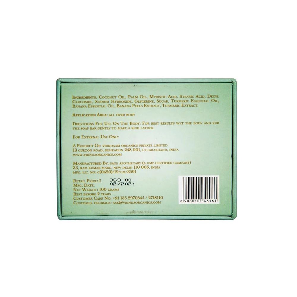 Handgjord tvål med gurkmeja och bananextrakt (100 g), Gurkmeja & banantvål, Vrindaam