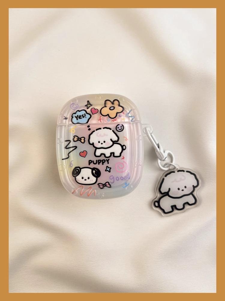 Cute cartoon line puppy airpodspro1 protective case new 1st generation earphone cover pendant 1st generation female 1st generation 1/2 generation