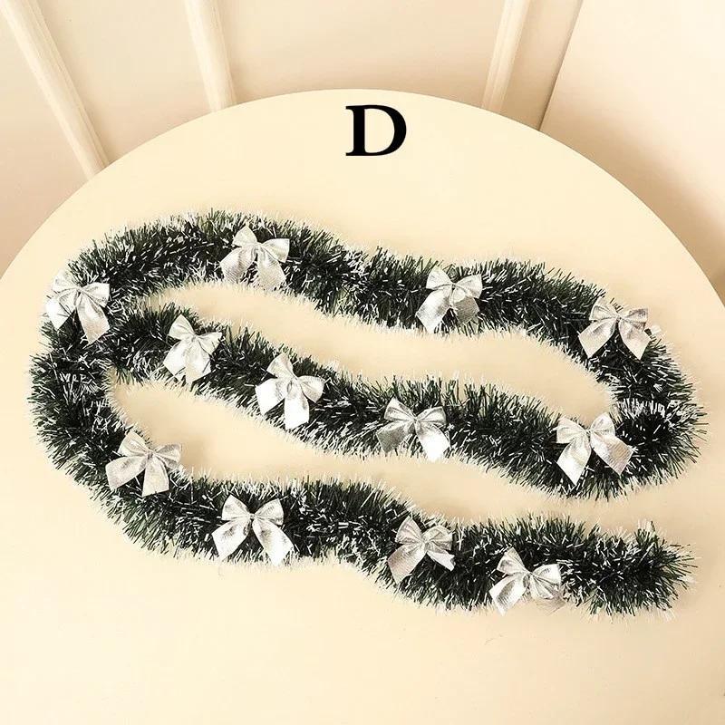 2M Christmas Tinsel Ribbons Green Cane Ribbon Garland Xmas Tree Hanging Pendent Ribbons Wreath Ornaments Party Home Decoration