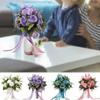 With Silk Ribbon Bridal Holding Flowers Artificial Rose Wedding Rose Bouquet  Wedding Accessories