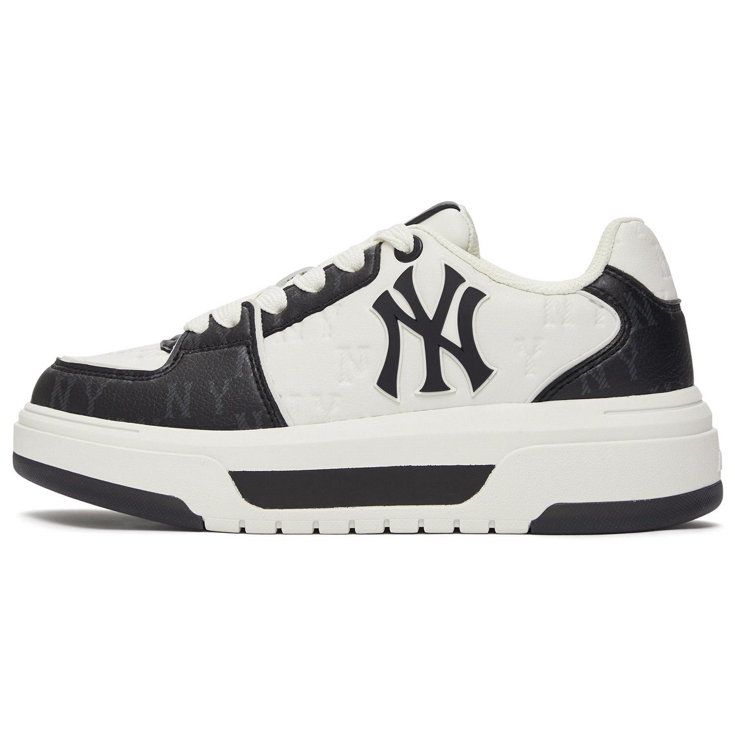 

MLB New York Yankees Slip Resistant, Abrasion Resistant, Height Increasing Low top Skateboard Shoes Unisex Black White 3ASXM075N-50BKS 38
