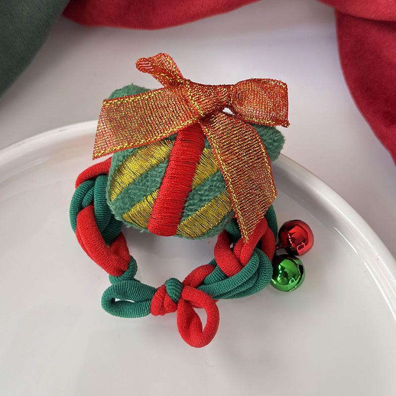 

Мила дівчина Санта-Клауса, заплетена в косичку з пучком, висока еластична стрічка, новорічні різдвяні аксесуари для волосся, мотузка