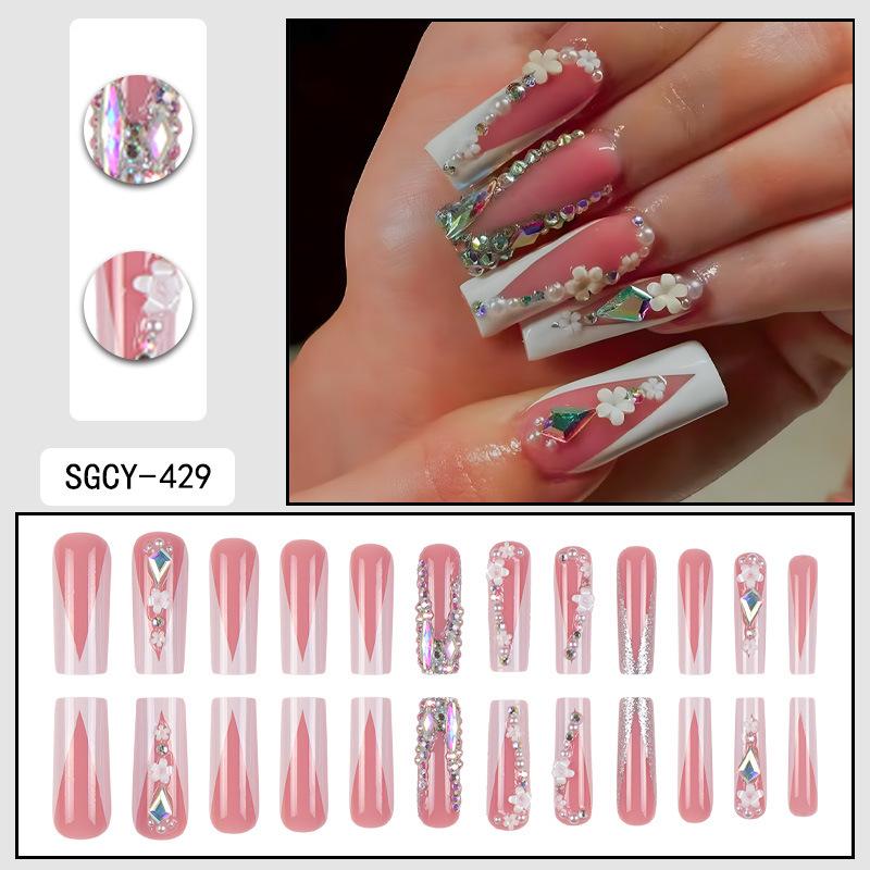 O8 Long Nail Art Tips - European & American High-End Wearable Summer Stickers
