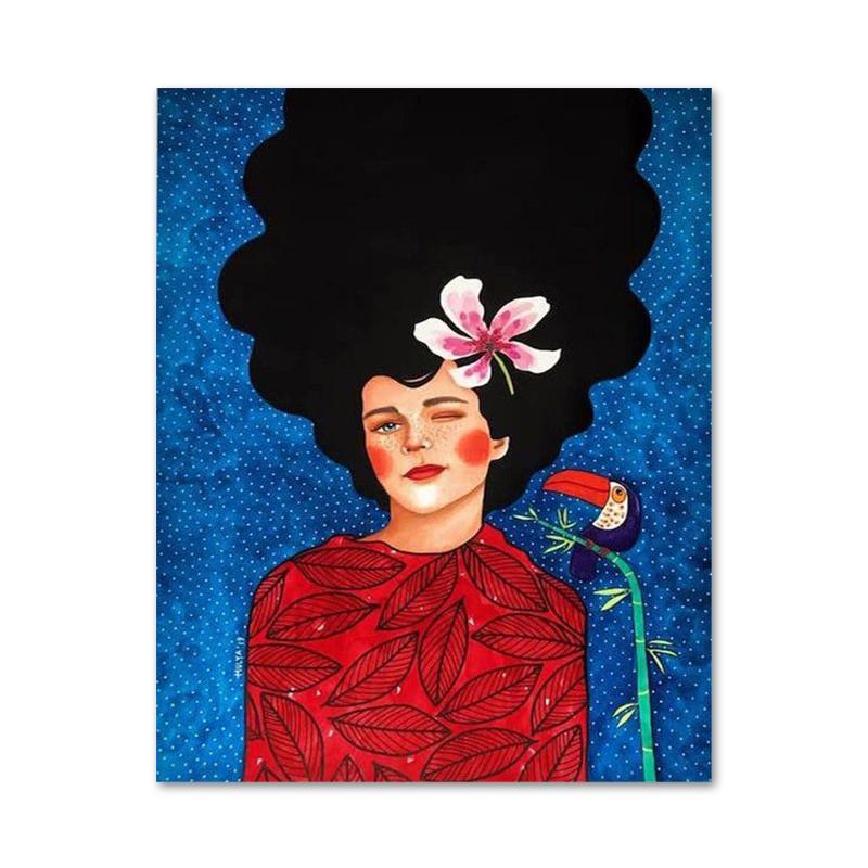 Abstract Style Girl Portrait Canvas Paintings Modern Figure Posters Prints Wall Art Pictures for Living Room Bedroom Home Decor