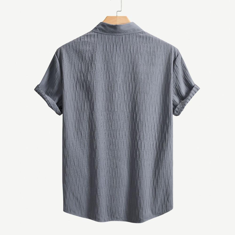2026 Estate Nuova Camicia da Uomo a Maniche Corte Moda Casual Larga Comoda Cardigan Monocolore Collo a Revers Camicia da Uomo a Maniche Corte da Spiaggia