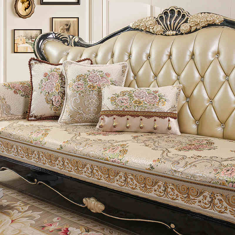 

Европейская подушка для дивана Подушка для сиденья в гостиной Нескользящий чехол для дивана Растения Цветы Жаккардовая вышивка Чехол для диванной подушки 50x60