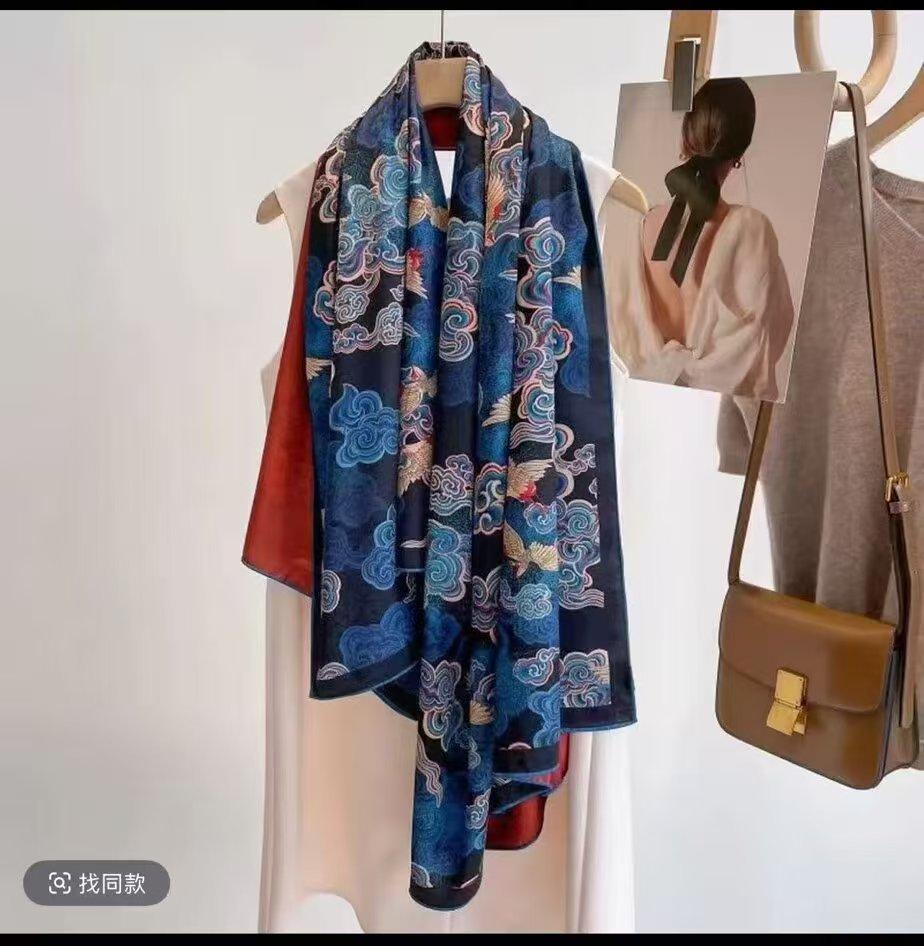 Fragrant Cloud Yarn Spring And Autumn Silk Scarf 140 * 140 Square Scarf Fashionable, Versatile Hangzhou Scarf Printed Scarf Shawl
