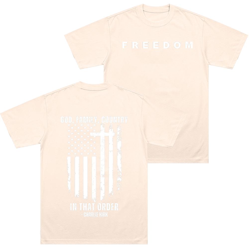 Charlie Kirk Svoboda Trička Bůh Rodina Vlast V Tomto Pořadí Unisexové Žerzejové Tričko s Krátkým Rukávem Léto Bavlna Vysoce Kvalitní Topy