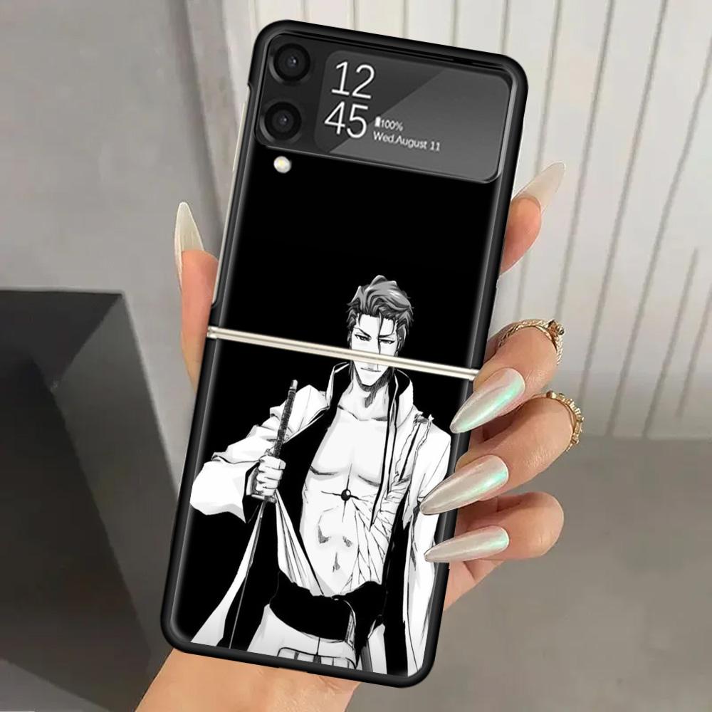 Bleach Aizen Sousuke Hard PC Phone Case For Samsung Galaxy Z Flip 7 6 5 4 3 Black ZFlip7 ZFlip6 Flip5 Flip4 Flip3 5G Print Cover