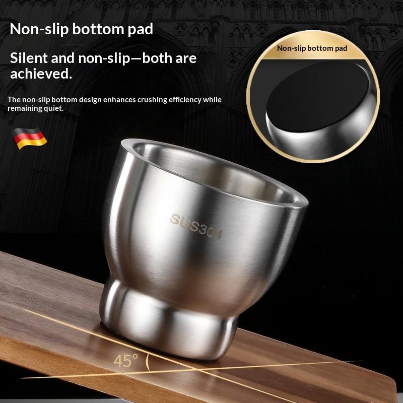 Mortar And Pestle Stainless Steel Spice Grinder Pill Crusher With Lid Ergonomic Grip For Crushing Grinding