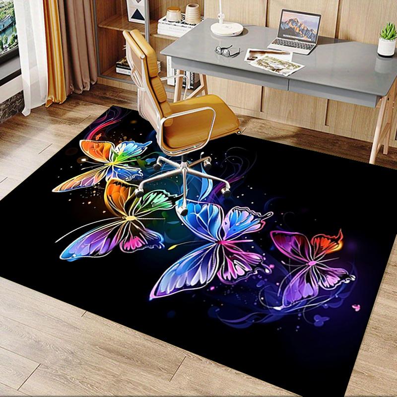 Colorful Butterfly Chair Mat Office Carpet, Oversized Rug for Home Decor, Sofa Mat, Desk Pad Gift, Suitable for Bedroom, Living Room, Various Rooms