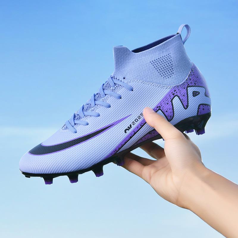 Football Shoes High Top Socks Shoes Men's and Women's AG Length and Short Nails Leather Foot Youth Student Manufacturer Football Shoes
