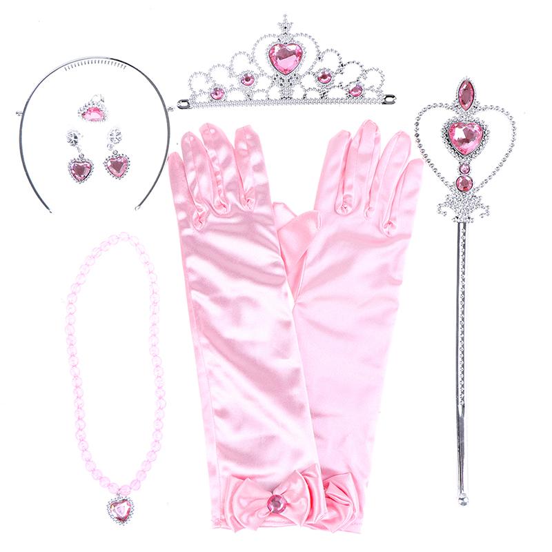 6Pcs/Set Princess Crown Magic Wand Necklace Gloves Accessories Girl Beauty Sets