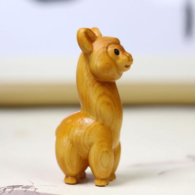 Wooden Sheep Alpaca Figures Mini Cute Camel Animal Ornament Office Desk Home Interior Decoration Children's Gift Event Souvenir