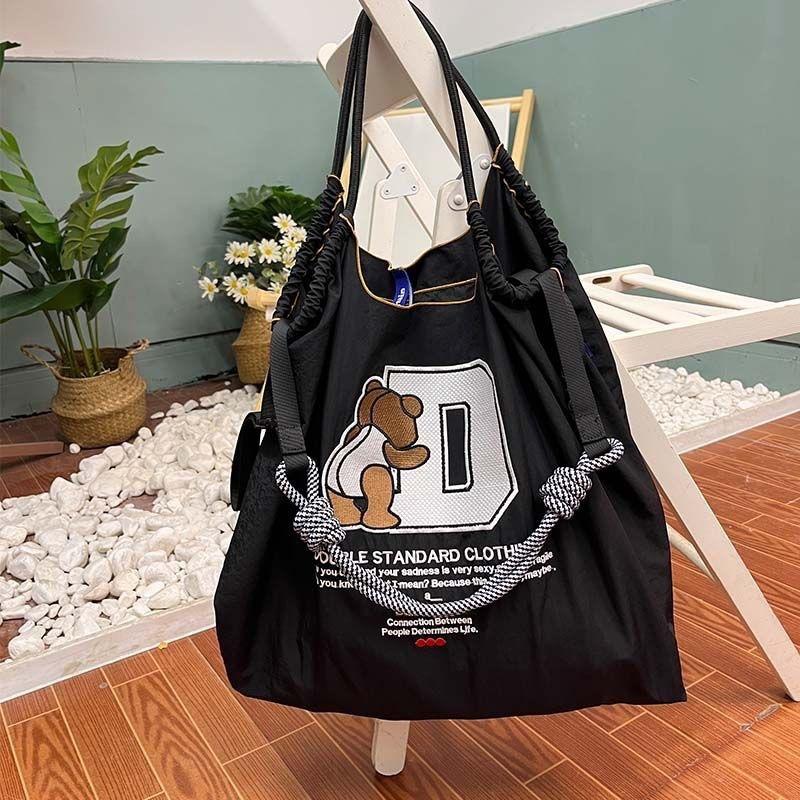 Summer embroidery ballchain eco-friendly bag ballchain shopping bag shoulder bag canvas tote bag