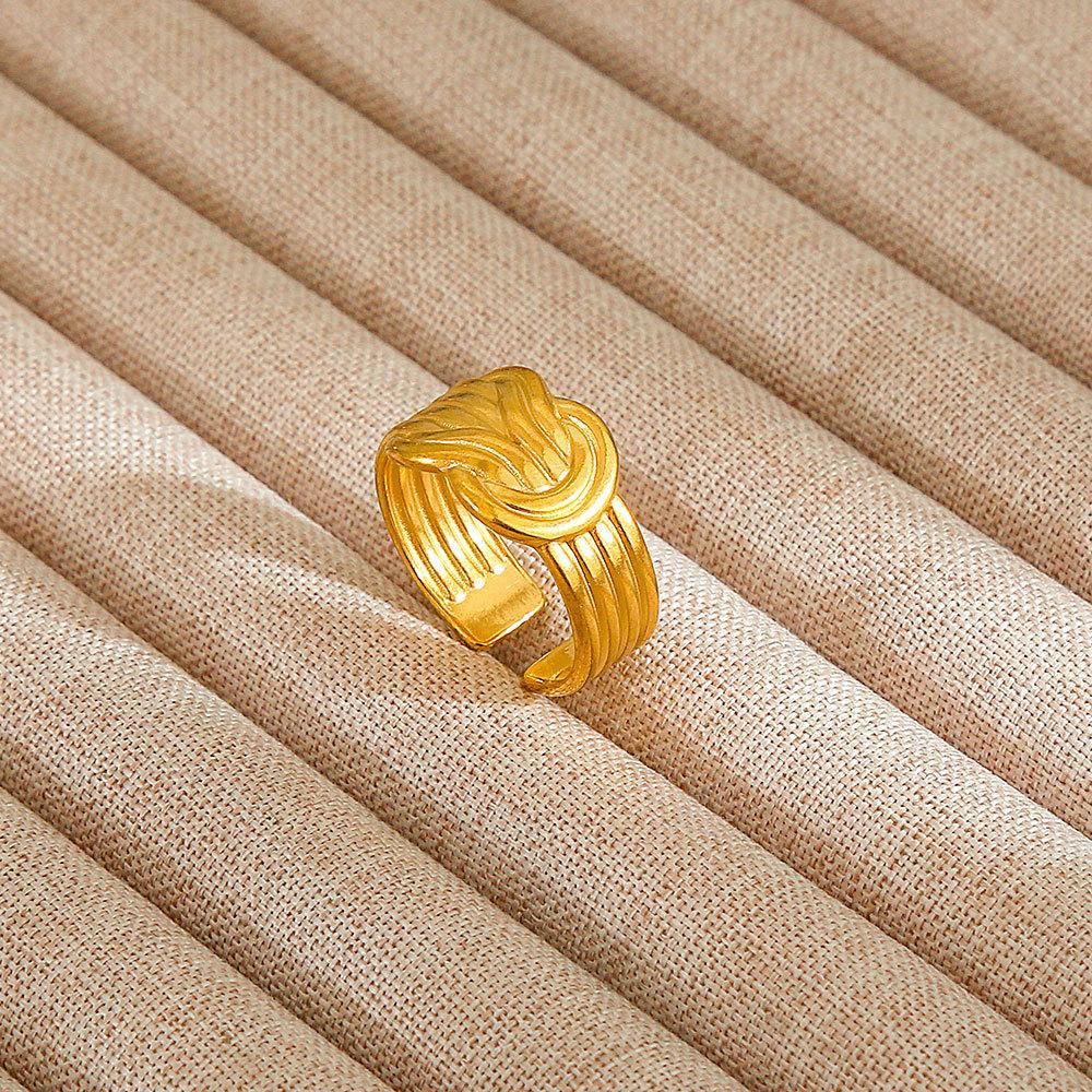 1Pcs Stainless Steel Ring Set with Zirconia, Metal Style Finger Ring, Index Finger Ring