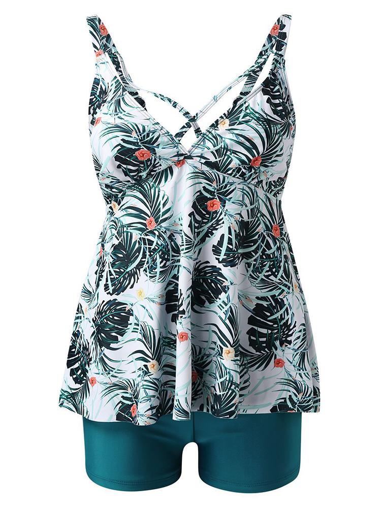 Neu Damen Badeanzüge mit Jungen Shorts Damen Cross Strap Badeanzüge Mit Shorts Strappy Badeanzüge Zweiteilige Bikinis