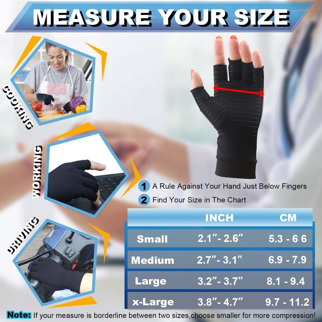 Arthritis Gloves For Men Women Hand Support Wrist Brace Fingerless Gloves Carpal Tunnel Pain Relief 1Pair