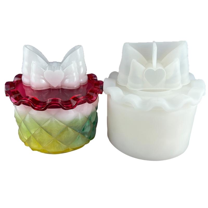 

Silicone Bottle Resin Molds with Lids 3D Bowknot Shape Container Epoxy Casting Mold DIY Decorative Jewelry Holder Molds S