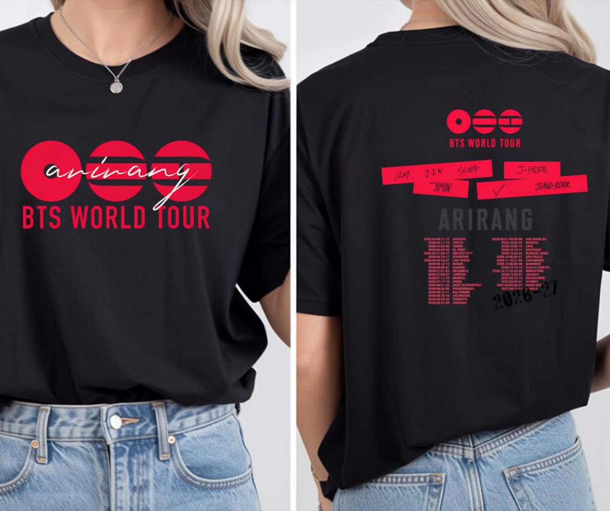 2026 K-Pop BTS Arirang Welttournee Unisex Y2K Stil Sommer Reine Baumwolle Mode Kurzarm Streetwear Fan Geschenk Fan Geschenk Damen und Herren T-Shirt S black