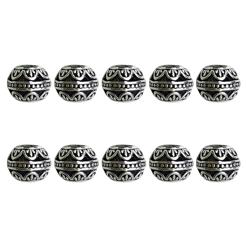 10pcs Tibetan Style Large Hole Spacer Beads Antique Silver for DIY Jewellery Making and Crafting Projects
