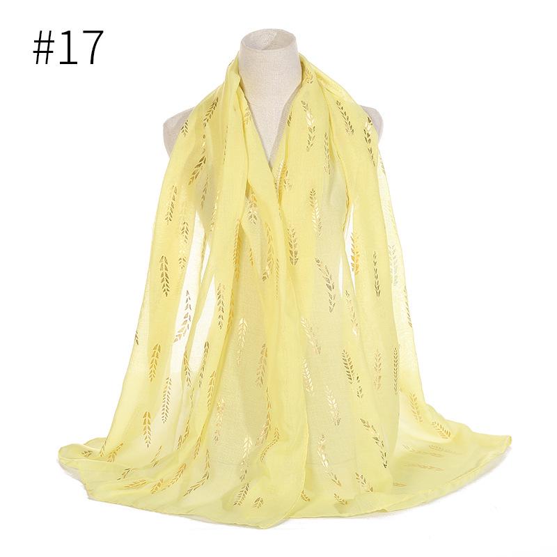 

Women Cotton Linen Gold Stamping Willows Pattern Muslim Headscarf 17# 80*185cm#1