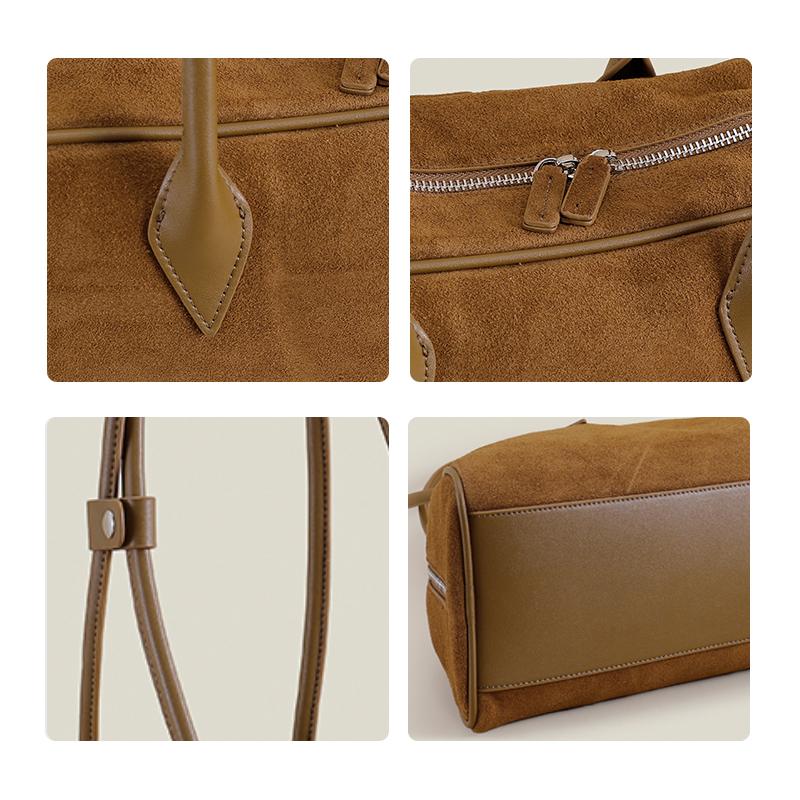 Women's Suede Shoulder Bag – Brown Soft Leather Handbag for Everyday Use, Fashionable and Durable Tote Purse