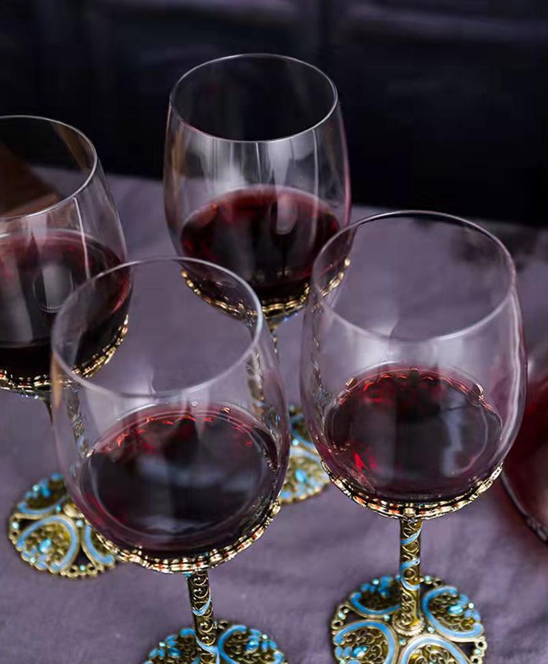 Vintage Enamel Color Red Wine Glass Crystal Glass Goblet DECANTER SET Wineglass Champagne Wine Glasses Whiskey Cup Cups Drinking