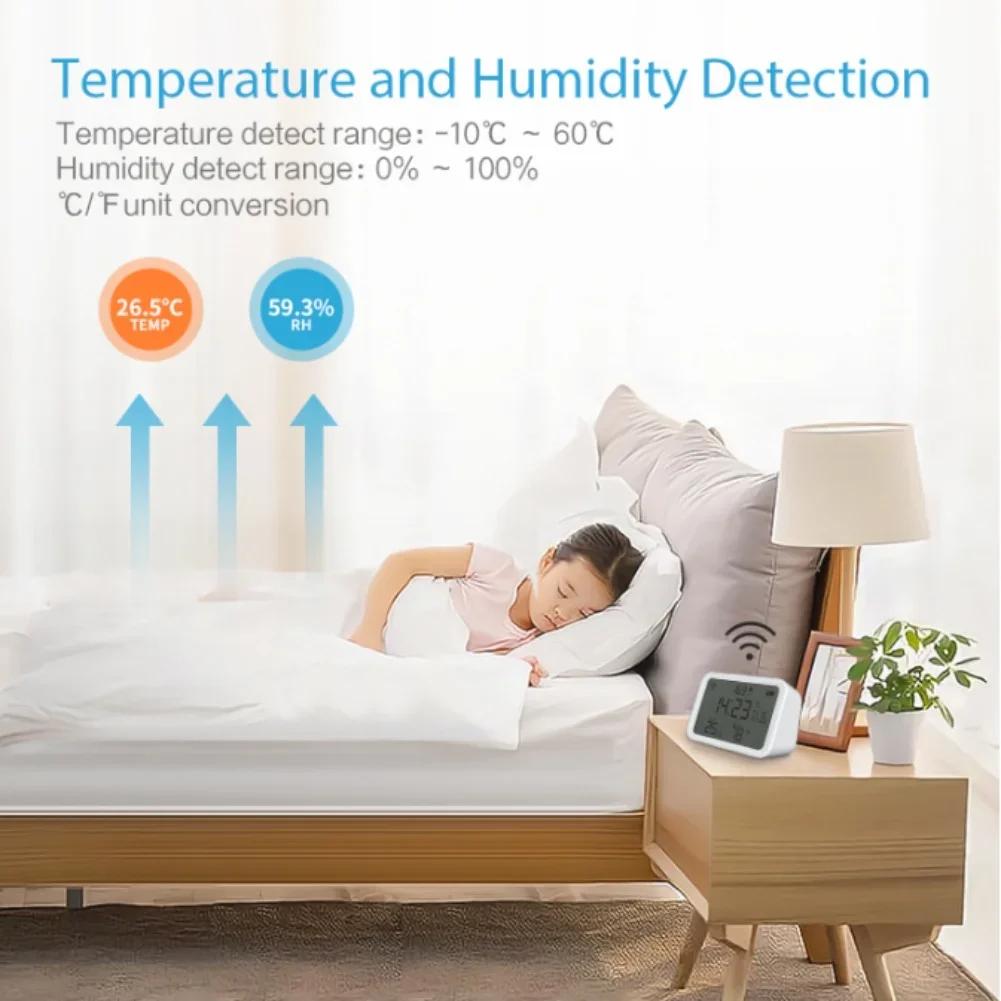 1pc Home Smart WiFi Thermometer Hygrometer For Alexa And-Assistant For Voice Control For-Smart Life APP For-Tuya Thermometer