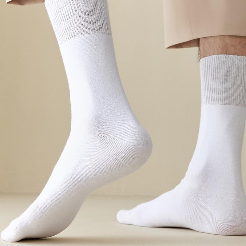 2 páry Pánské ponožky velké velikosti Plus Dlouhé Bavlněné Volný lem Dobrá Elasticita Business Jednobarevné Společenské Oblečení Diabetické Ponožky Pro Otce EU43-48