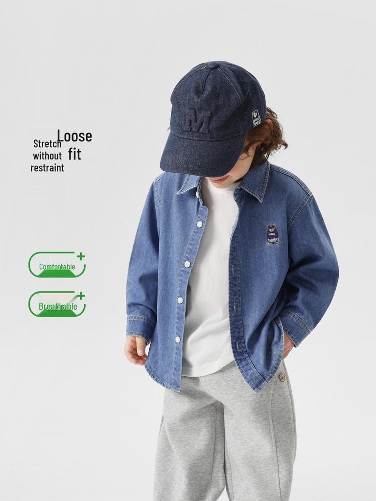 2026 Boys' European Denim Shirt Jacket - New Spring/Autumn Kids' Trendy Clothing