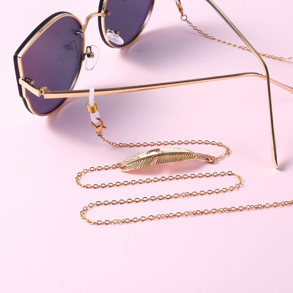 Women Fashion Gold Color Metal Leaf Nonslip Eyeglass Chain