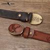 Cintura Trendy con Fibbia Liscia a Motivo Intagliato Retro Uomo Vera Pelle Primo Strato Pelle Bovina Cintura con Fibbia Uomo