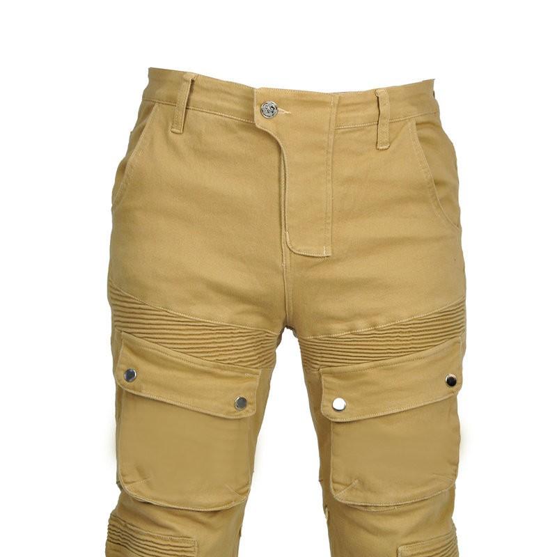 Mens Motorcycle Riding Pants With Tactical Pockets Stretch Cotton Blend Protective Gear