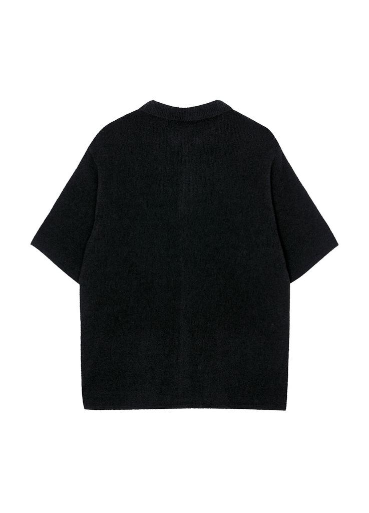 Men In Jungle Rockabilly Short Sleeve Knit Cardigan - Black/Burgundy