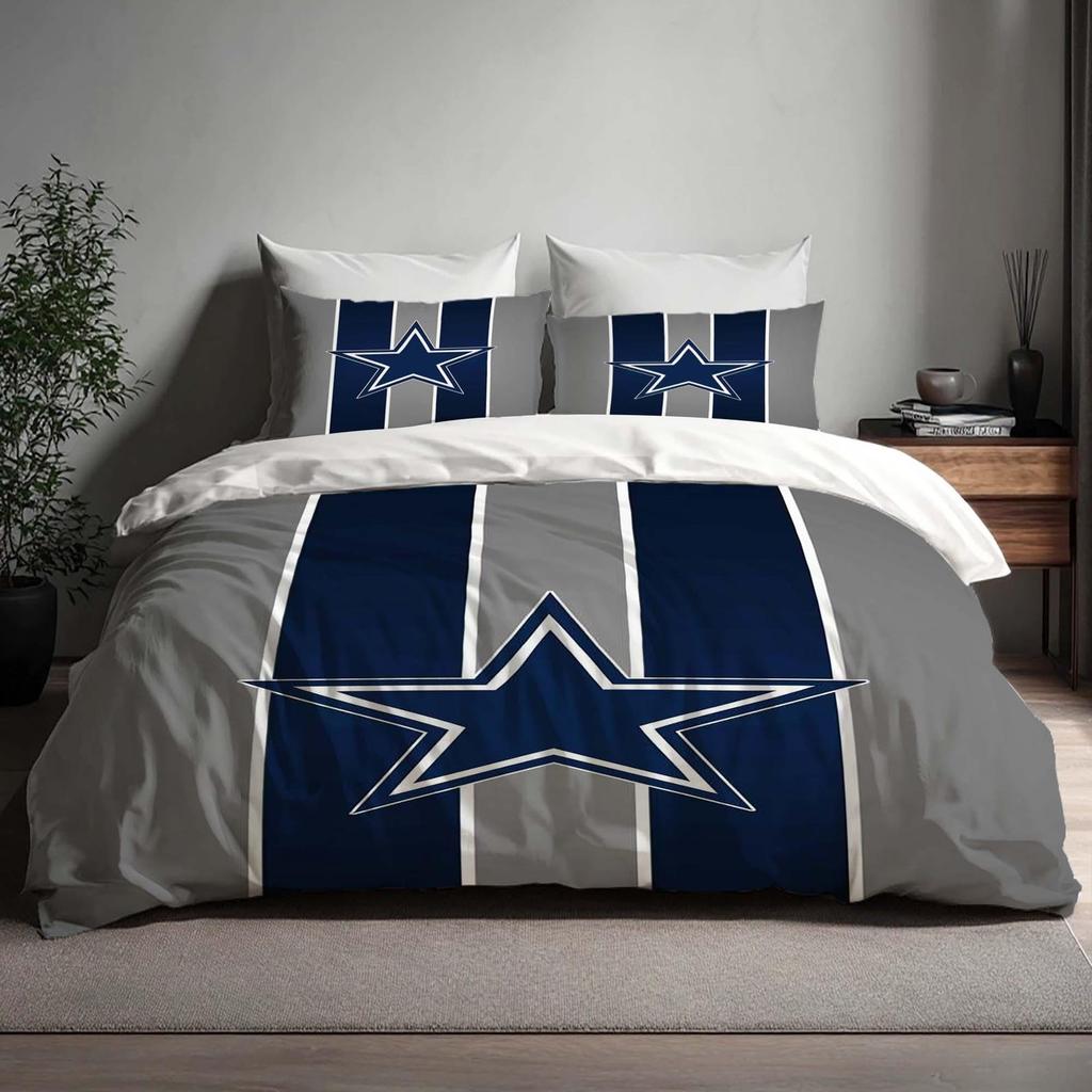 Funda de edredón Dallas Cowboys Hecha a mano Regalo Juego de tres piezas de ropa de cama Funda de edredón Personalizada Nombre Cumpleaños Ropa de cama Navidad Halloween Regalo Vuelta al Cole.