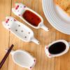Cute Cat Ceramic Small Dish Mini Mustard Pesto Tomato Ketchup Soy Sauce Dish Seasoning Plates With Handle For Home Restaurant