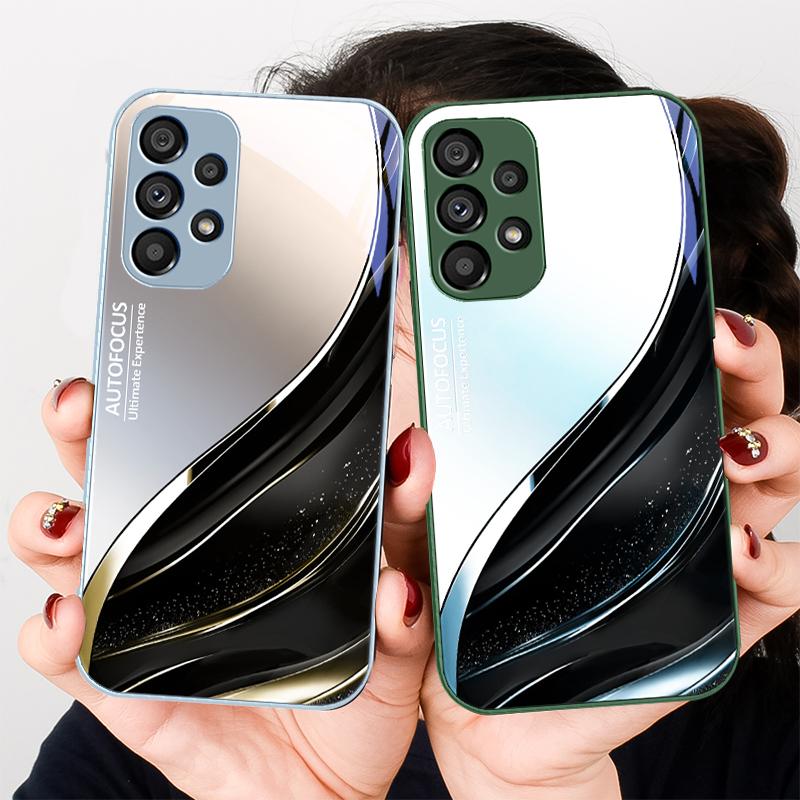 Schwarz Gold Abstrakt Für Samsung Galaxy S23 U Ltra 24 Plus S20 21 FE S25 Ultra A70 A72 73 51 52 53 Gehärtetes Glas Handyhülle