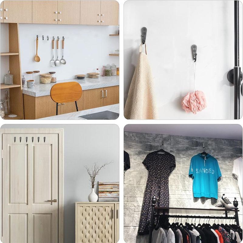 Alloy Hooks with Screw Bathroom Towel Clothes Storage Hooks Key Hangers Storage Gold Silver Racks Home Door Kitchen Organizer