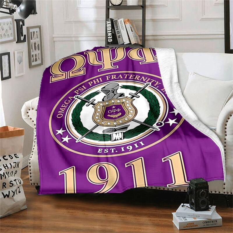 1pc Blanket Omega Psi Phi logo1 Print Design, Lightweight Blanket for Sofa, Bed- Soft &Warm, Gift for All Seasons like Christmas, Halloween