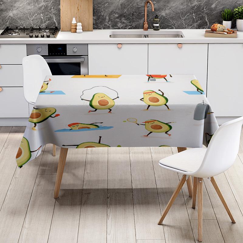 Colorful Avocado Tablecloth Design for Dining Room Decoration Rectangular Home Textiles Made from 100% Cotton Fabric (White)