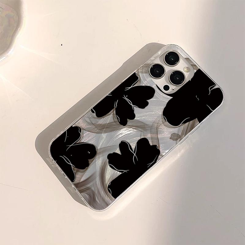 Black Stylish Flower Pattern Phone Case for Xiaomi Redmi Note 14 13 12 10 11 Pro Plus 5G 12S Redmi 14C 13C 4G Shockproof Cover
