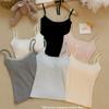 Bow Lace Spaghetti Strap Camisole Women Padded Backless Crop Tank Top