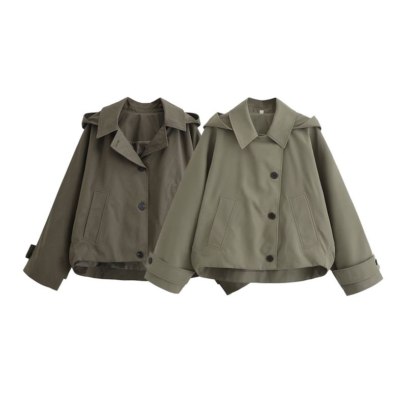 Kaslead New Women Clothes Western Style Fashion Simple Cape Style Hood Trench Coat Outerwear 0518242