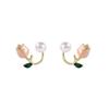 Wedding Party Girls Gift Tulip Earrings Flower Ear Studs Women Pearl Studs Pearl Ear Hook