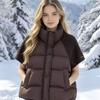 Colete de Malha Patchwork de Algodão com Gola da Moda para Mulheres - Calor Casual no Inverno