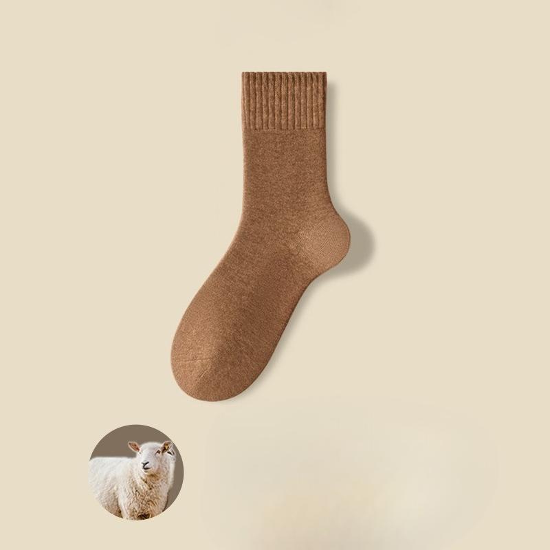 Men's Wool Socks, Antibacterial and Deodorizing Thick Mid-calf Socks, Heat-retaining and Non-bulky Cashmere Socks, Winter Socks