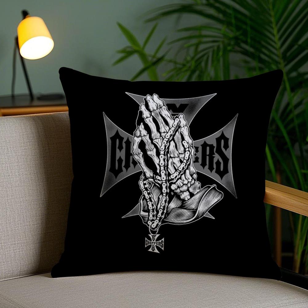 W-West Coast C-Choppers Cushion Cover Plush Fabric Soft Double-Sided Printed Sofa Pillow Case Colorfast Home Decor Gift