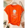 Moonlight Over Water Women's Tee - Minimalist Graphic, Casual Gray Top