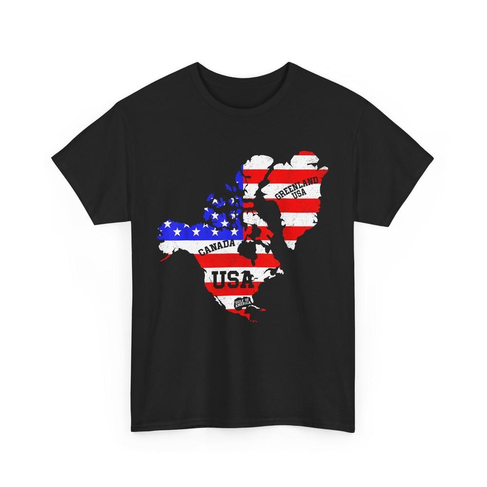 Updated Map of America Shirt, USA Flag USA Canada Greenland Vintage Shirt